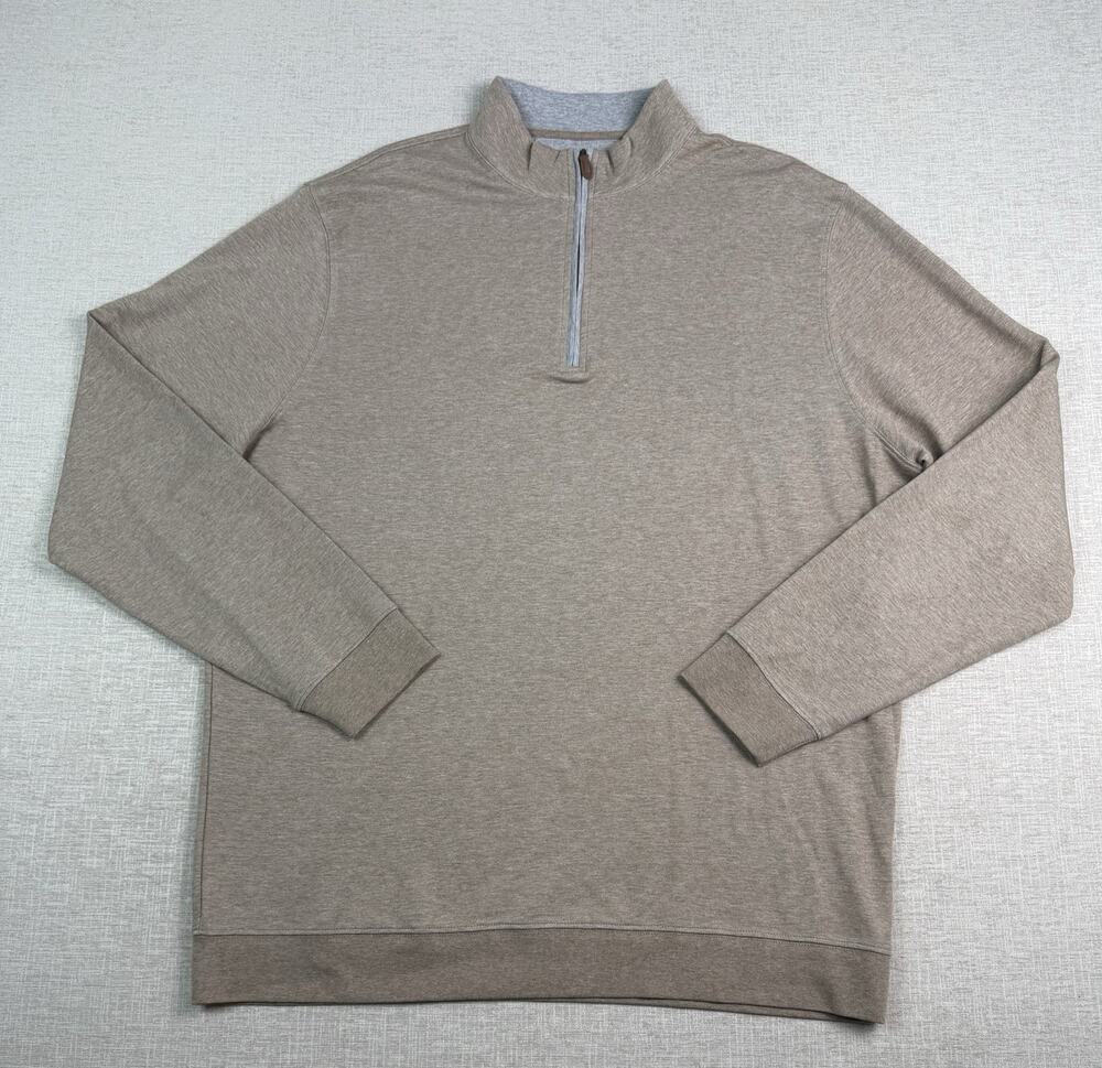 Johnnie-O Quarter Zip Pullover Men’s 2XLT Tall Taupe Cotton Modal Sweatshirt